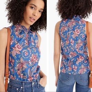 J. Crew Ruffle Neck Top Liberty Flora Belle 14
